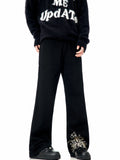 FOESCE 2025 New American Black Jeans Men's Embroidered Leg Profile Cleanfit Loose Casual Straight Leg Pants Women streetwear denim men