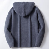Men's Double-breasted Thickened Hooded Knitted Sweater Jacket in Autumn and Winter. American Style Casual Cardigan Sweater.