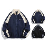 Stand Collar Long Sleeve Coat Men Windbreaker Jacket High Street Patchwork Color Block Windbreaker Thin for Men for Spring