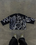 FOESCE Men's Retro Tie Dye Cross T-Shirt, Gothic Hip Hop Graphic Loose y2k ins Harajuku Skin Friendly Full Print Cropped Top