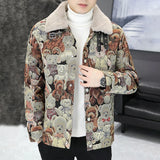FOESCE Mens Bear Embroidered Y2k Casual Jacket 2025 New Autumn Winter Fashion Youth Street Plus Velvet Thickened Warm Jacket Unisex