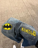 Foesce Streetwear Jeans Y2K Pants Harajuku Gothic Punk Hip Hop Embroidered Vintage Blue Baggy Jeans Mens High Waist Wide Leg Trousers