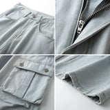 FOESCE Fashion Blue Muti-pockets Cargo Jeans Men's Patchwork Straight Casual Mopping Trousers Men Hip Hop Streetwear Loose Pants