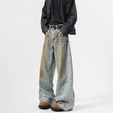 FOESCE 2025 Men's Jeans baggy Denim pants Loose Fit Casual Style American Streetwear Straight Novel design Leg Pants Trendy Brand