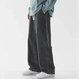 FOESCE 2025New Streetwear Loose Jeans Men Korean Style Fashion Loose Straight Wide Leg Pants Men's Brand Clothing Black Light Blue
