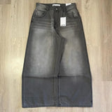 Foesce New American retro washed grey letter embroidered baggy jeans Y2K Harajuku hip-hop high waist wide trousers street wear