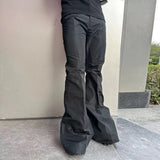 FOESCE High Street Black Boot Cut Mens and Women Wide Leg Baggy Flare Pants Oversized Ropa Hombre Casual Loose Black Trousers