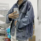 Japanese Denim Jacket Loose Fit Sensible American Style Working Clothes Trendy Spring Autumn Versatile Vest Casual Scene