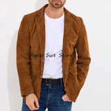 FOESCE Men's Suede Jacket Men's Dress Jackets for Suit Elegant Clothes Man New in Coats and Jackets Mens Suits Luxury Man Coat Blazers