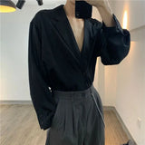 FOESCE 2025 Men Casual Shirt Solid Color Lapel Button Long Sleeve Fashion Tops Streetwear Loose Leisure Camisa Masculina S-2XL