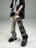 FOESCE Mr. Black, avant-garde and cutting-edge design, heterochromatic stitching, tattered beggar pants, with slight ruffled edges, and