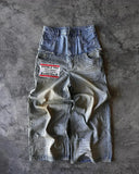 FOESCE Y2K baggy jean gothic punk Harajuku ripped wide leg pants retro straight leg double waist men street hip hop letter printed jean