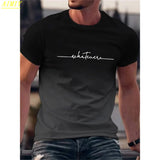 FOESCE Fashion Summer 3D Stripe Letter Print Men's T Shirt Hip Hop Trend Harajuku Streetwear Casual O-neck Oversized T-shirts Men Tops