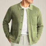 Men's Luxury Knit Cardigan Button-down Long Sleeve Sweater Coat Fashion Streetwear Lapel Pocket Wool Winter Thickened Knitwear