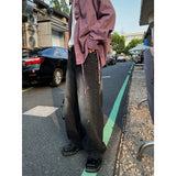 FOESCE 2025 Trendy Paint Dot Loose Dad Pants Black Grey Casual Pants streetwear hiphop denim jeans men men's pantalon homme jean