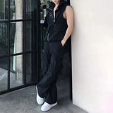 FOESCE Mens Y2k Functional Multi-Pocket Casual Hooded Vest 2025 New Genderless Fashion Loose Solid Color Sleeveless Tank Top Unisex