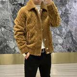 FOESCE Jacket Autumn Fashion Men's Lapel Knit Cardigan Jumper Coat