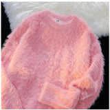 Pink Men's Winter Sweater Solid Knit Pullover Sweater Man Black Winter Sweater For Man Pullover Knitted Top 2024 Autumn New