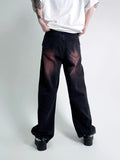 FOESCE 2025 Black Washed Red Jeans Men's Loose Straight Trendy 2025 New Versatile Wide Leg Pants streetwear denim men skinny