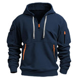 FOESCE 2025 New Multi Pocket Zipper Fleece Hooded Casual Shirt for Men and Women Plus Size Loose Pullover Fashion Sweatshirt top