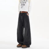 FOESCE 2025 Spring New Trendy Jeans Patchwork Design Male Gradient Color Washed Straight Male Denim Pants Wide Leg Mopping pants