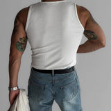 FOESCE Mens Shaping Stretch Knit Vest Genderless 2025 New Fitness Sports Tight Breathable Sweat-Absorbent Solid Color Tank Top Unisex