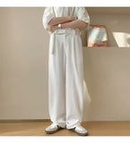 FOESCE Baggy Casual Pants Men Simple Elegant Handsome Smart Casual British Style All-match Daily Soft Full-length Trousers High Street