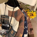 Japanese Vintage Men's Sweater Winter Loose Fit Outerwear Base Layer Pullover Knitted Top Casual Style Round Neck Idle Brand