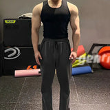 FOESCE Fitness Threaded Vest For Men Summer New Tight-Fitting Elastic Quick-Drying Breathable Sports Sleeveless Striped Vest For Men