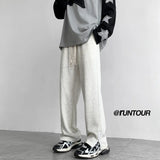 FOESCE Grey Black Sweatpants Men Fashion Oversized Wide Leg Pants Men Streetwear Loose Straight Sports Pants Mens Joggers Trousers