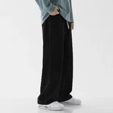 FOESCE Korean Solid Colors Men's Casual Long Jeans Classic Man Four Seasons Straight Denim Wide-leg Pants Light Blue Grey Black S-3XL