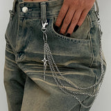 FOESCE Salircon Punk Multilayer Metal Star Pendant Pant Chain Hip Hop Waist keychain Jeans Chain Women Trendy Jewelry Accessories Gifts