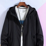 Men Windbreaker Hooded Long Sleeve Zipper Placket Sport Jacket Pockets Design Thin Sun Protection Outdoor Clothing