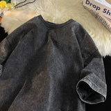 FOESCE Quality Oversized Acid Washed Y2K T Shirt men Vintage T-shirts Streetwear Mineral Wash Tee Shirts boy Loose Luxury Brand Tops