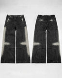 Foesce Street Vintage New Fashion Washed Old Black Baggy Jeans Men Y2K Harajuku Hip Hop Pop Gothic Leisure High Waist Wide Leg Trousers