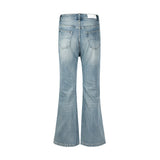 FOESCE Harajuku Streetwear Washed Vintage Solid Jeans Men's Y2K Straight Baggy Flare Pants Unisex Oversized Casual Denim Trousers