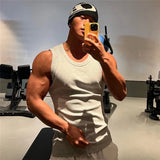 FOESCE Men's vest solid color Breathable quick drying elastic sports vest men sleeveless undershirt fitness training running tank top