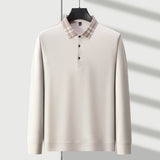 FOESCE Light luxury brand polo shirt long sleeved spring and autumn new style comfortable and breathable casual striped lapel T-shirt