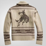 New Men's Cardigan Sweater Clothing European and American Jacquard Knitted Jacket Long Sleeve Collar Cardigan Sweater for Men