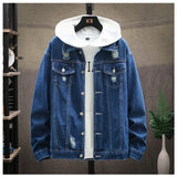 Streetwear Hip-hop Men Denim Jacket Harajuku Vintage Single Breasted Long Sleeve Jacket Spring Autumn Coat Pocket Casual Loose