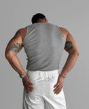 FOESCE Heavyweight Pure Cotton Ribbed Tank Top Muscle Men High Elastici Svel T-irt Bodybuilding Training Sports Tight Clot...