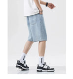 FOESCE 2025 New Summer Shorts Jeans Men Denim Pants Stretch Dark Blue Fashion Design Men's Jeans Slim Straight Male Short Jeans Hombre