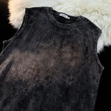 Summer Cotton Vest Male Female Sleeveless Shirts Washed Y2k Tank Tops Solid Color Tees Casual Loose Vests Men Vintage Streetwear