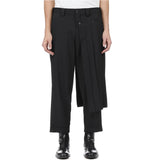 FOESCE Men's Fashion Double Layer Skirts Pants New Trend Dark Deconstructed Pleated Trousers Straight Leg Pants Genderless Streetwear