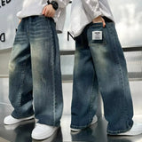 FOESCE Teenage Baby Boys Clothes Jeans Spring Autumn Kids Casual Jeans for Big Boy Child Fashion Vintage Trousers Cotton Sweatpants