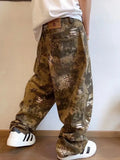Snake Animal Print Camouflage Pants for Men Wide Leg Jeans Demin Trousers Male Streetwear  Hip Hop Vintage Casual