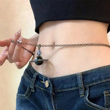 FOESCE 3D Black Saturn Waist Chain | Light Luxury Body Jewelry for Women's Waist Decor