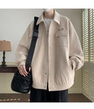 All Match Versatile Spring Autumn Fashion Men's Solid Casual Shirt Loose Pockets Letters Jacket Coat Cool Boy Soft Solid Warm