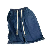 FOESCE 2025 New Summer Shorts Jeans Men Denim Pants Stretch Dark Blue Fashion Design Men's Jeans Slim Straight Male Short Jeans Hombre