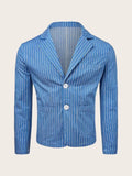 Men's Cotton Linen Suit Casual Loose Long Sleeve Blazer Jacket Male Fashion Striped Single-breasted Office Business Coats